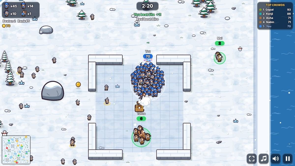 A fort on the Snow map with stone walls, a door in each side and a chest in the middle