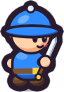 Soldier: a small fighter with a blue helmet and a sword
